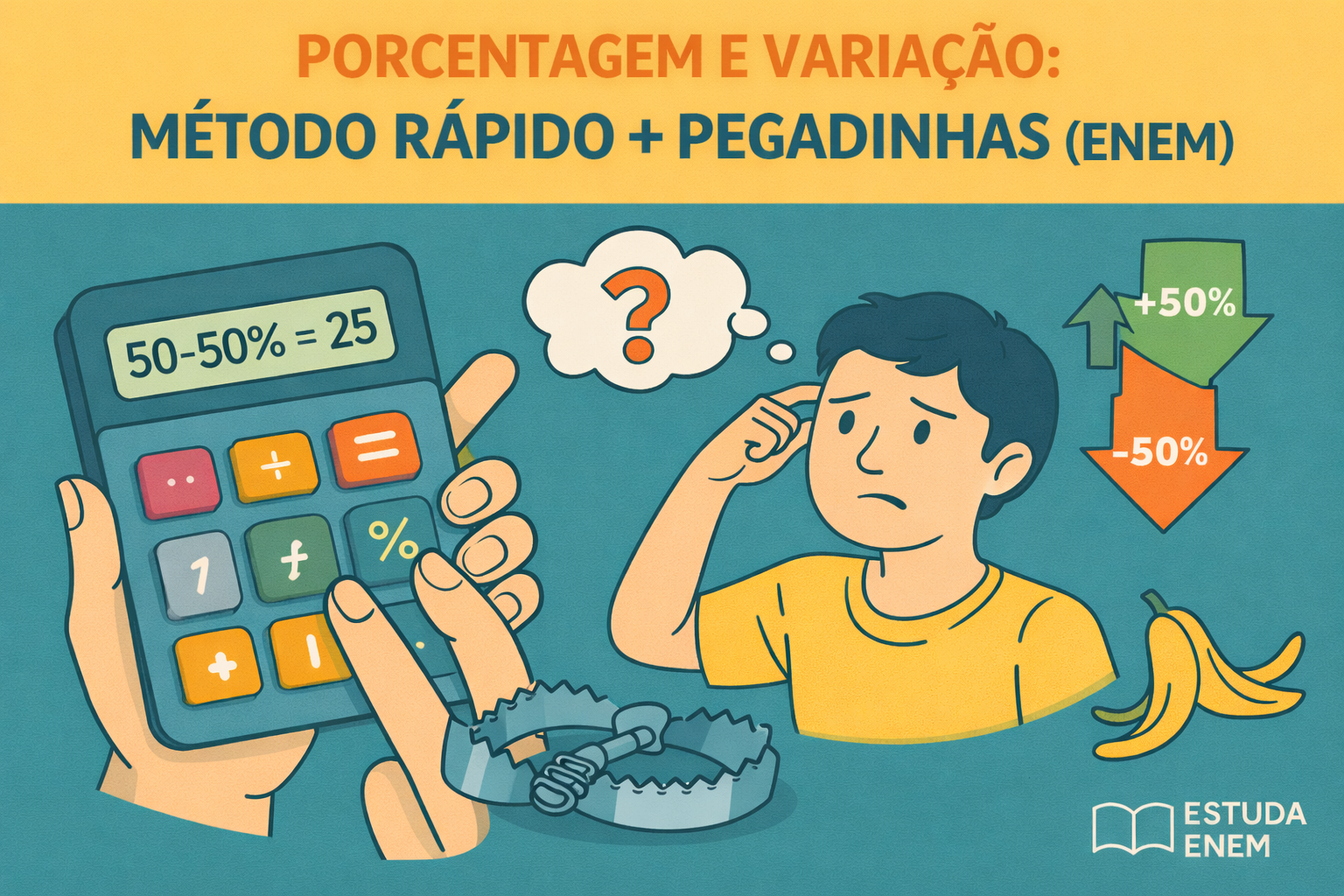 📊✨ Porcentagem e variação: método rápido + pegadinhas (ENEM)