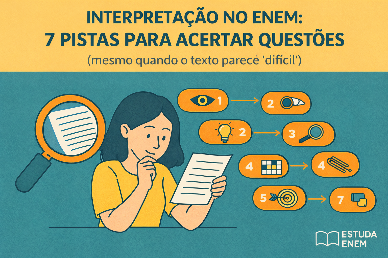 📚🧠 Interpretação no ENEM: 7 pistas para acertar questões (mesmo quando o texto parece “difícil”)