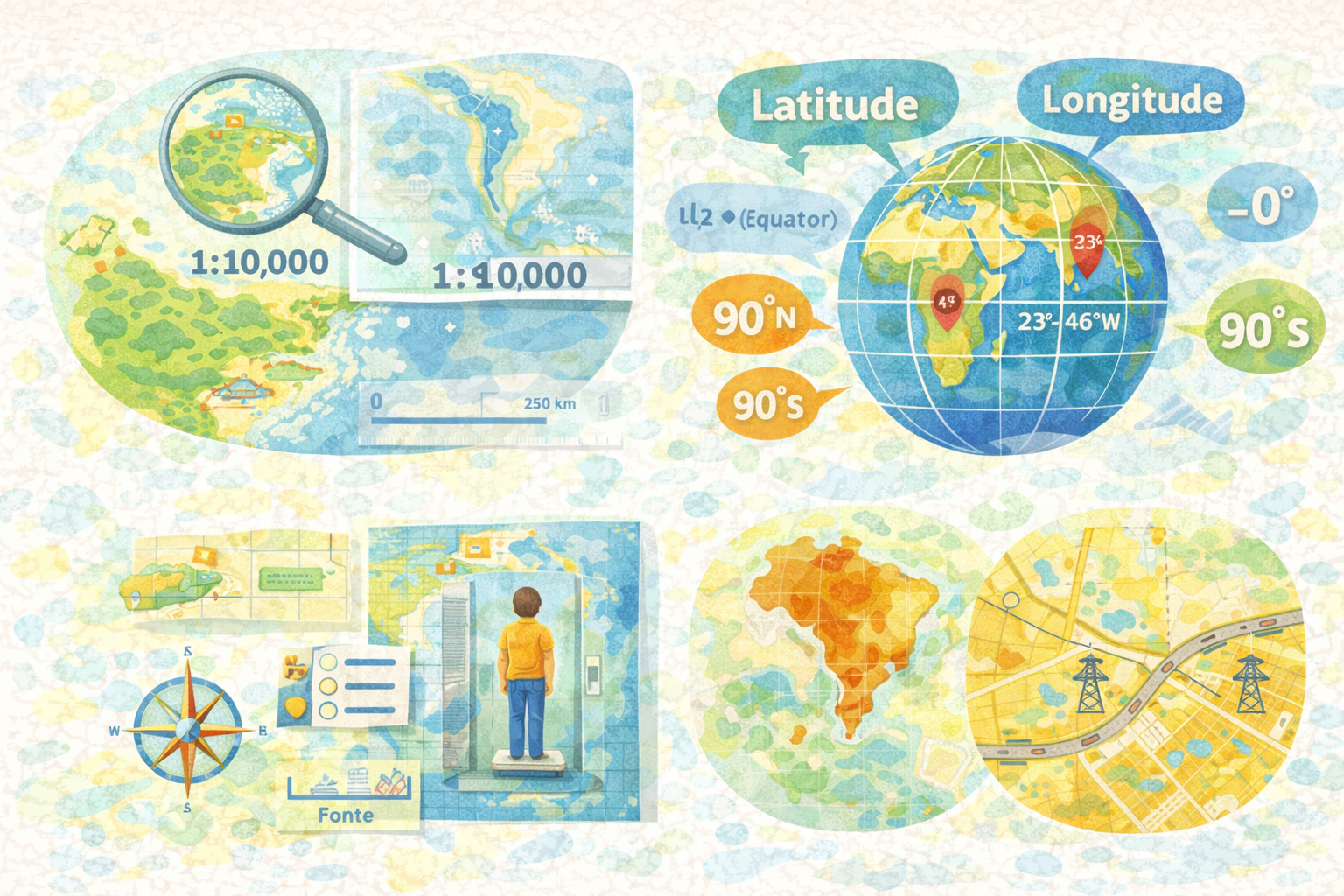 Cartografia: escalas, coordenadas e mapas (atalhos)