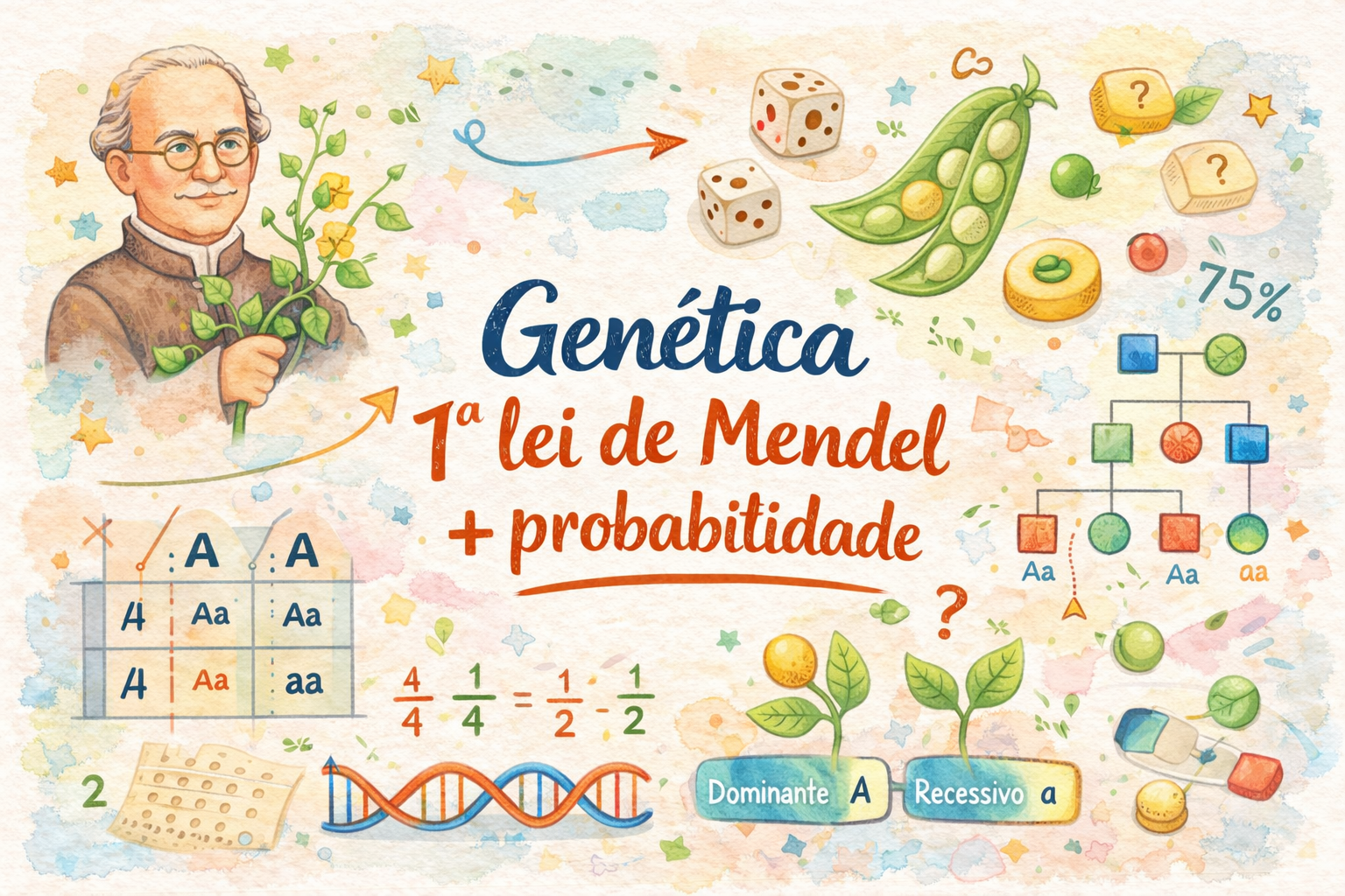 Genética: 1ª lei de Mendel + probabilidade 🧬🌱