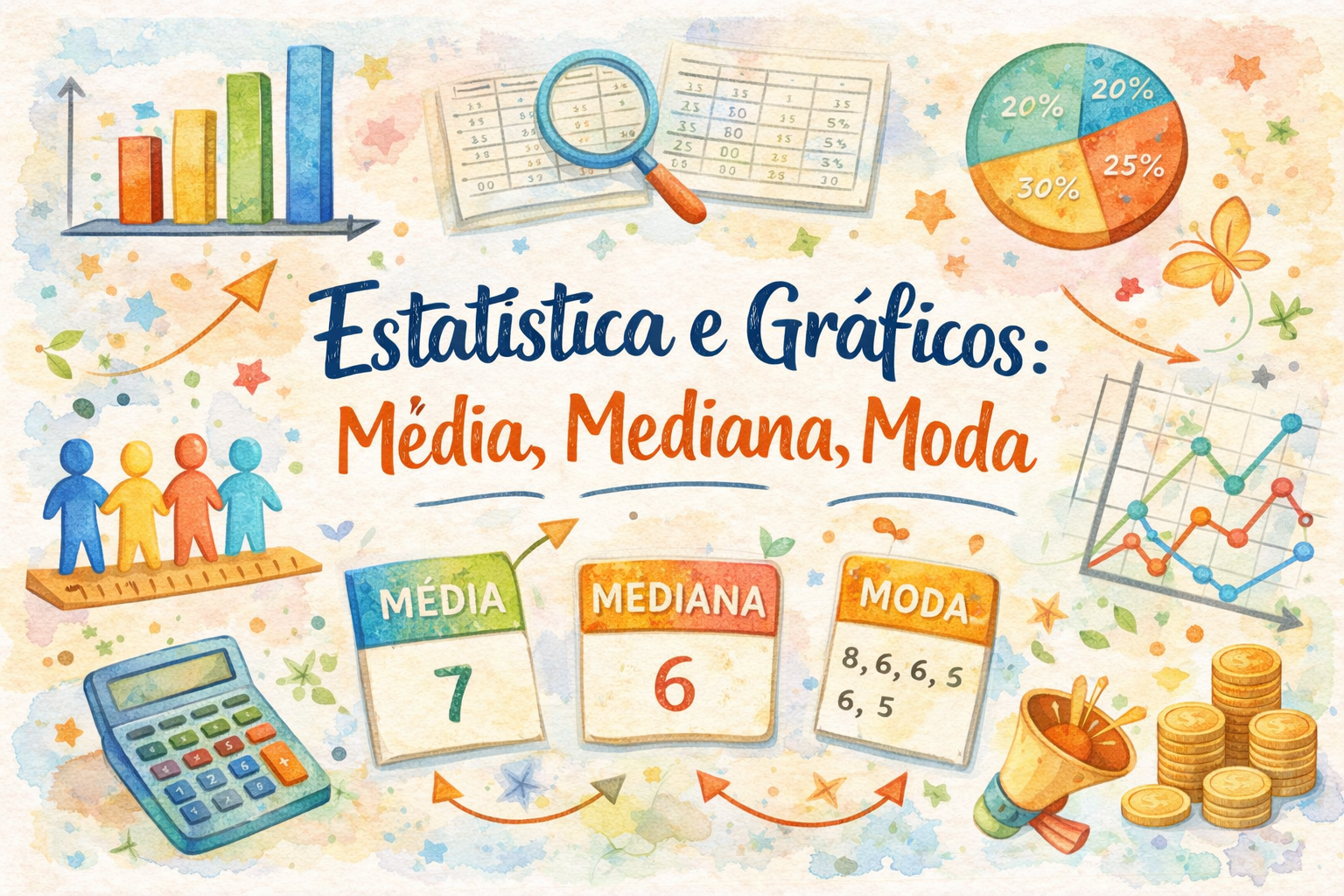 Estatística e gráficos: média, mediana, moda 📊📚