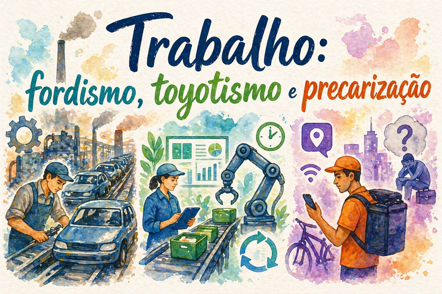 Trabalho: fordismo, toyotismo e precarização 🏭📊