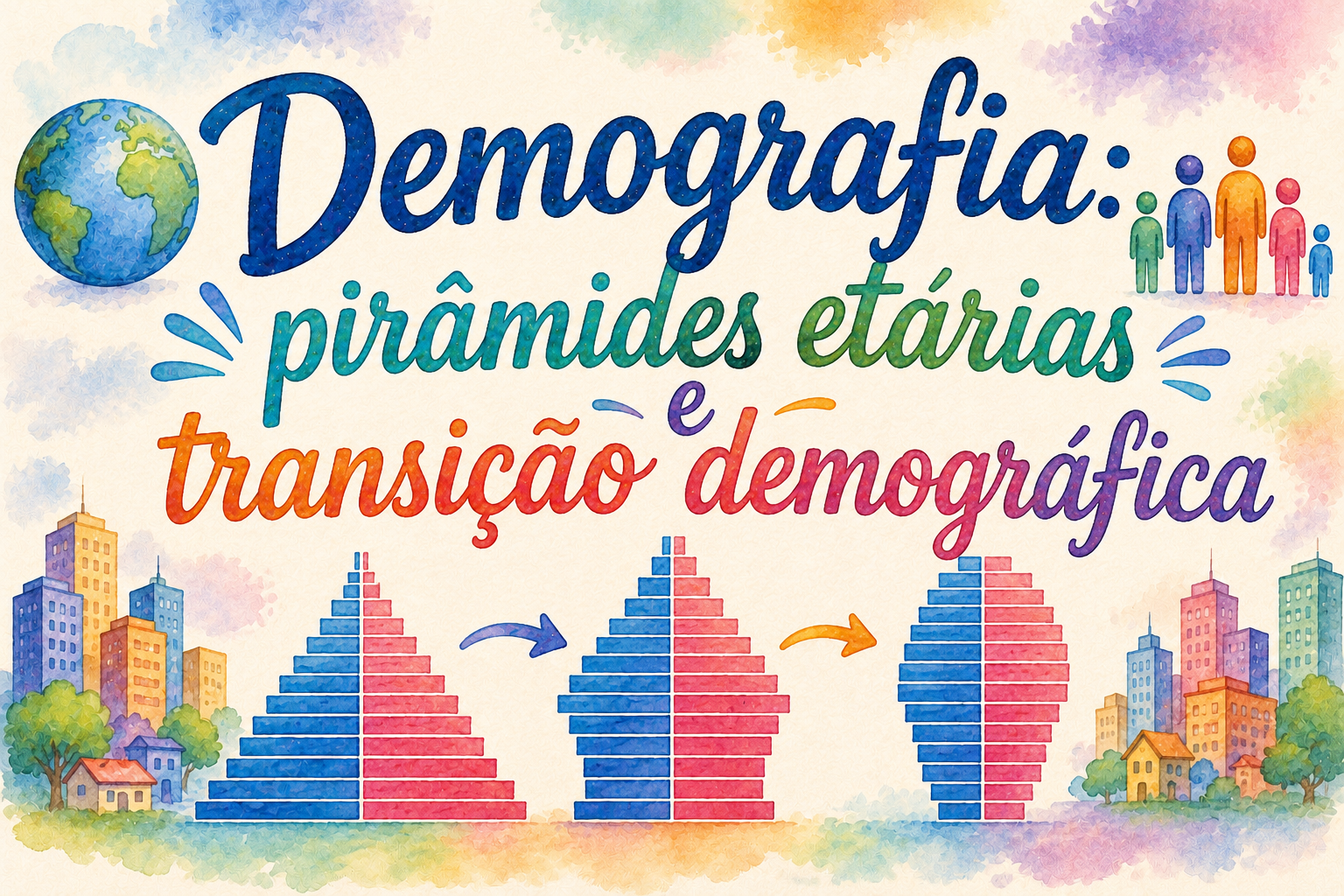 Demografia: pirâmides etárias e transição demográfica 🌍📊