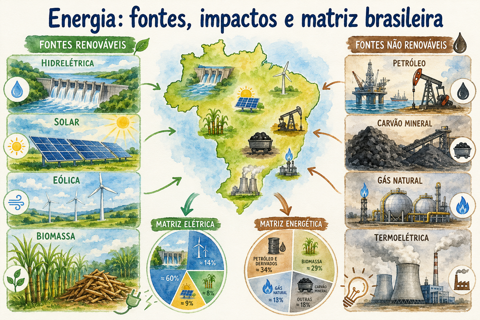 Energia: fontes, impactos e matriz brasileira