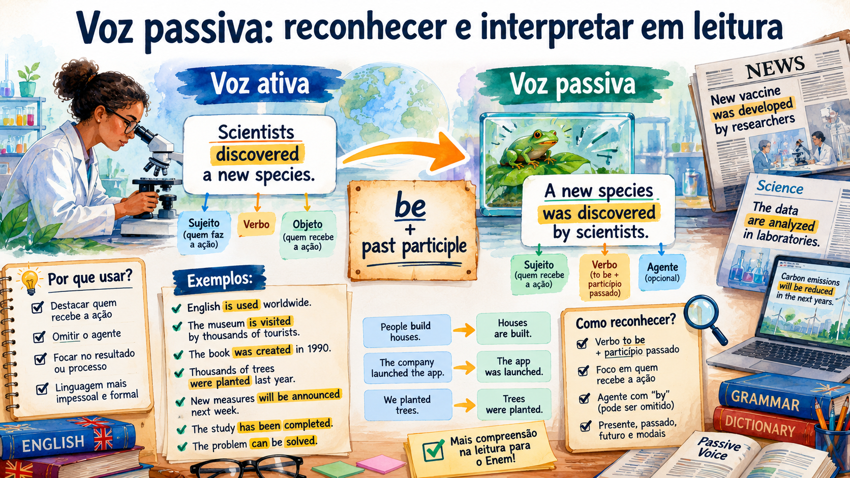 Voz passiva: como reconhecer e interpretar em textos no Enem