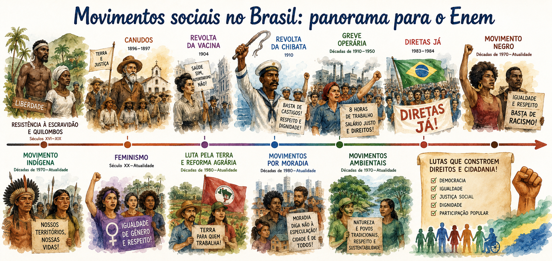 Movimentos sociais no Brasil: panorama para o Enem
